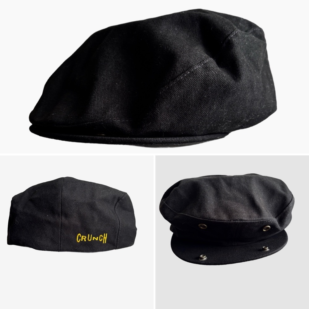 Vintage Black Crunch Fitness Versatile Newsboy Gatsby Golf Driver Cap